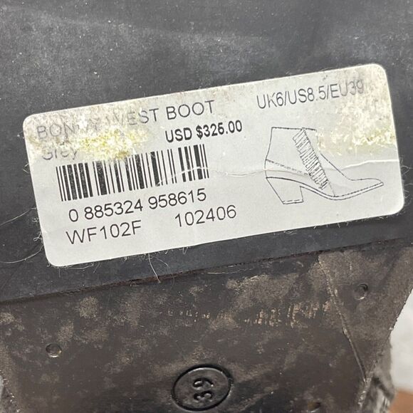 AllSaints Boots Womens 39 US 8.5 Gray Suede Fringe Rustic Look Ankle Bonny West - Picture 13 of 16